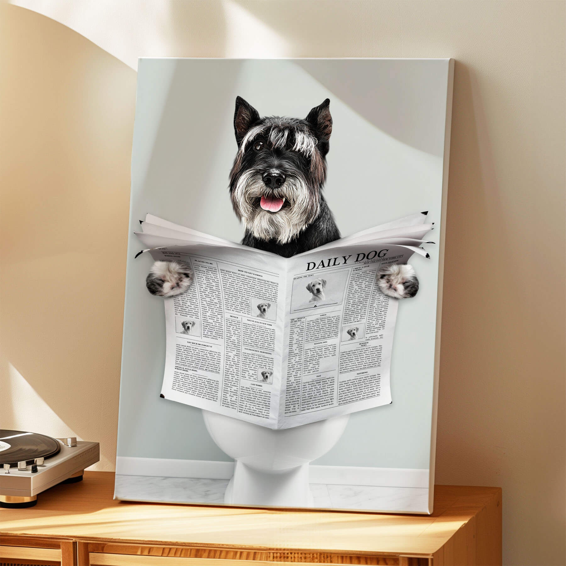 Hundeportrait Toilette lustiges Motiv
