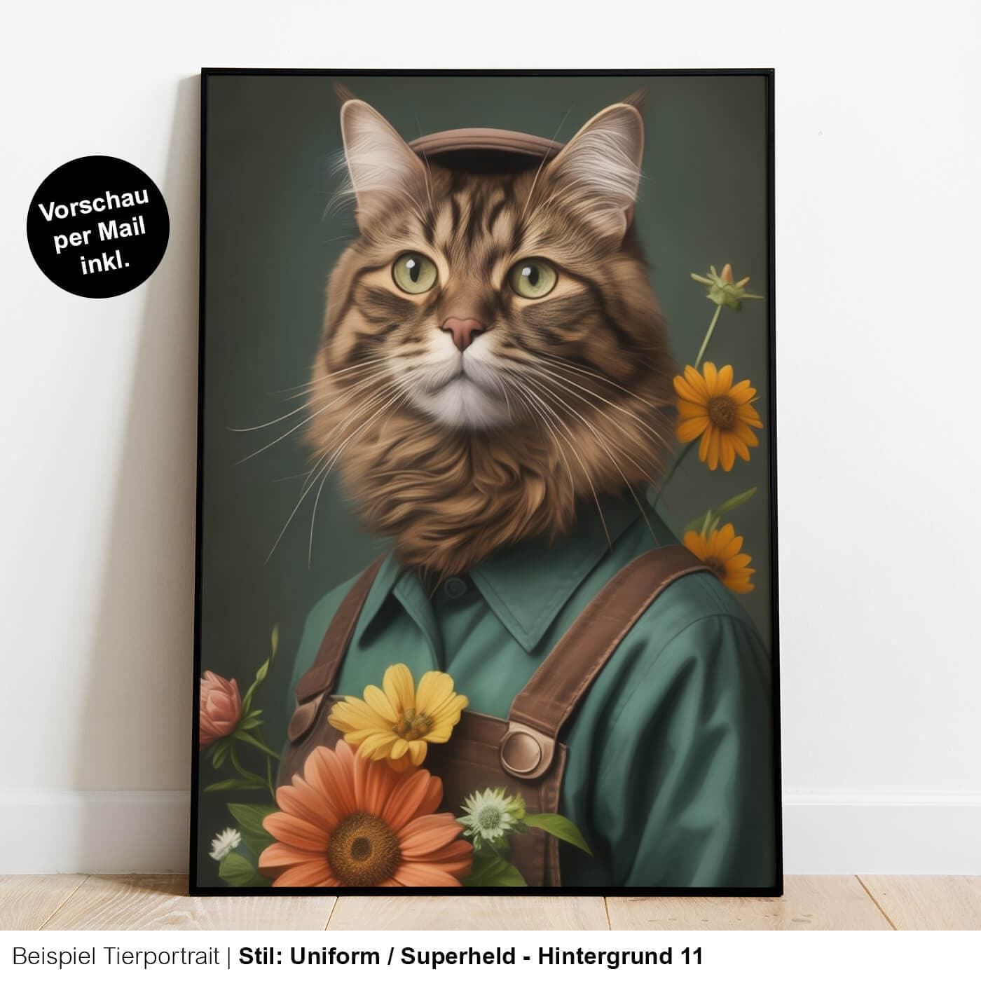 Katzenportrait Gärtner Uniform
