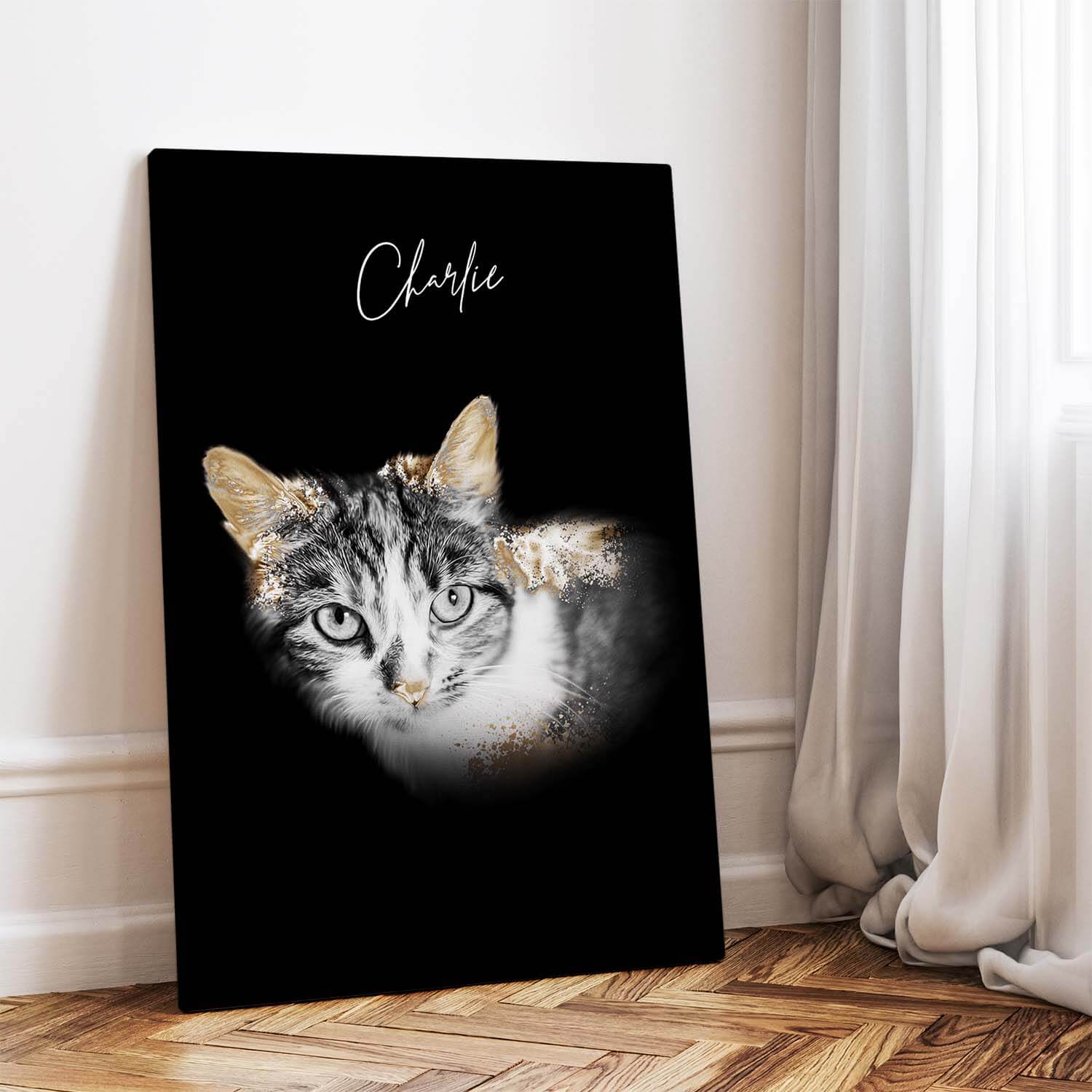 Katzenportrait Gold Stil