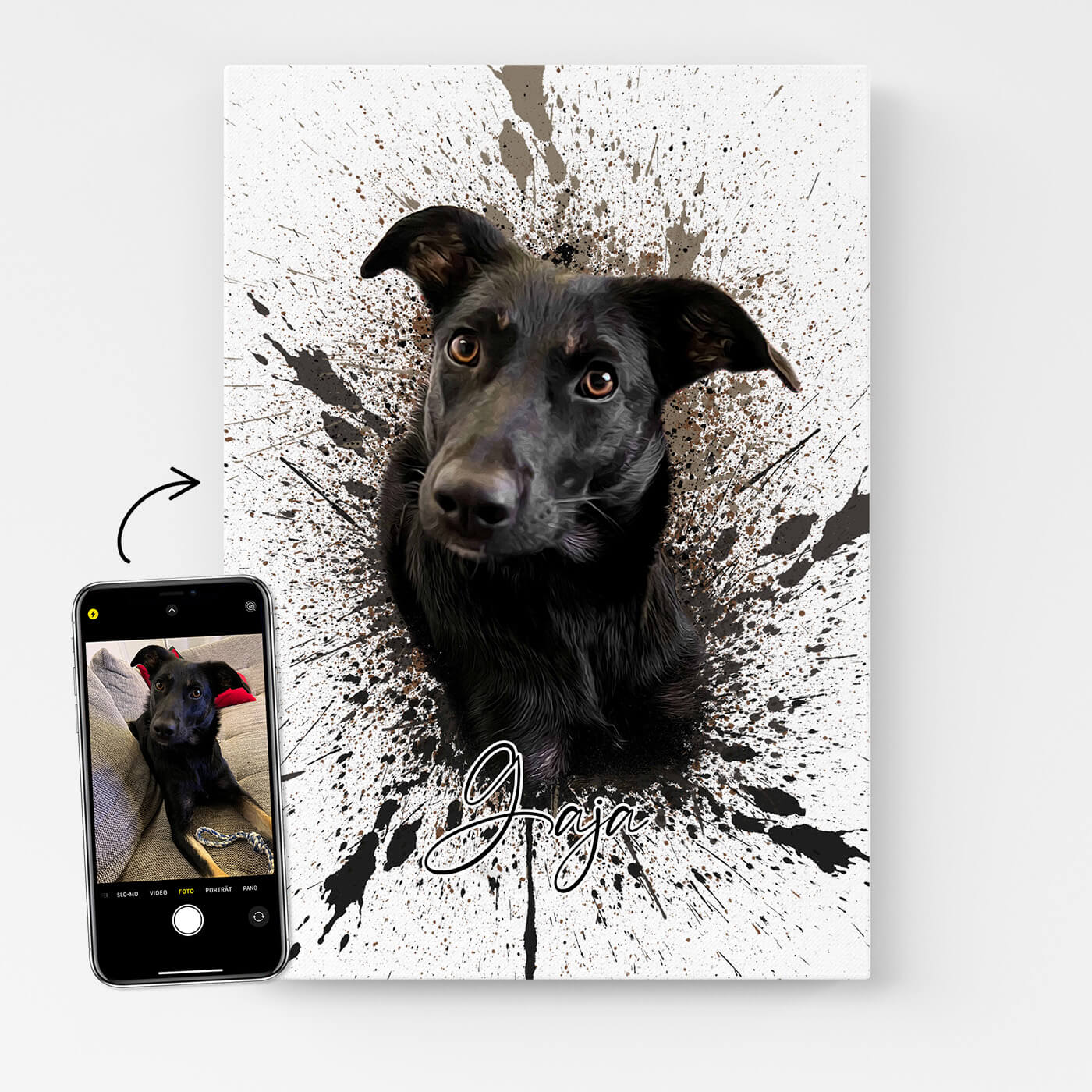 Hundeportrait Leinwand Graffiti
