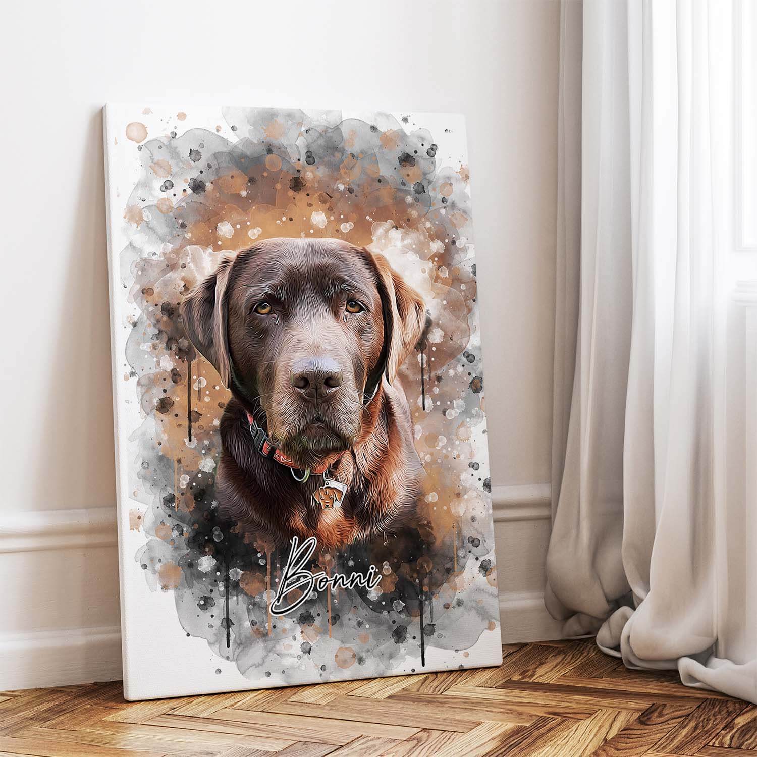 Hundeportrait Leinwand personalisiert  Geschenk Andenken
